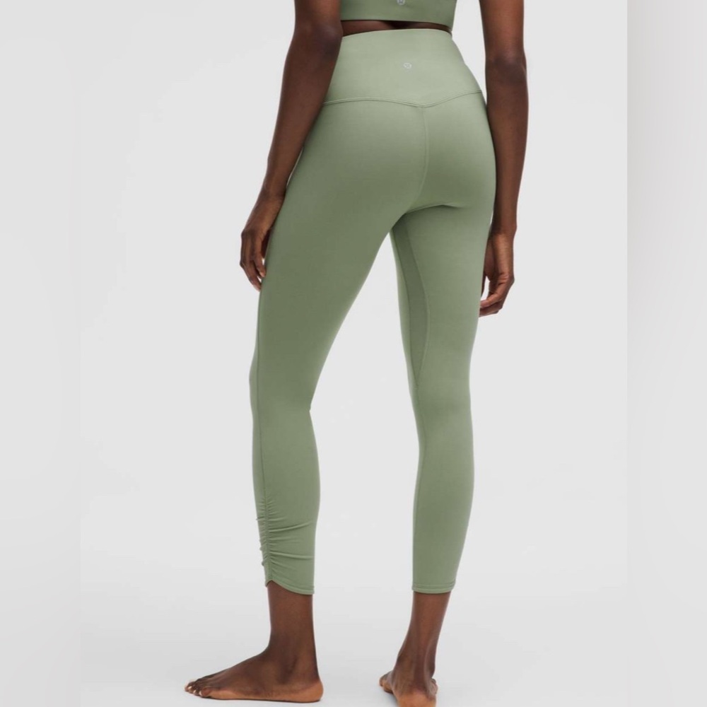 Lululemon Align Ruched Petal-Hem Tight 25" Desert Green Size 14